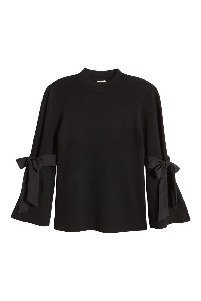 Tie Sleeve Sweater, Alternate, color, ANNE BLACK