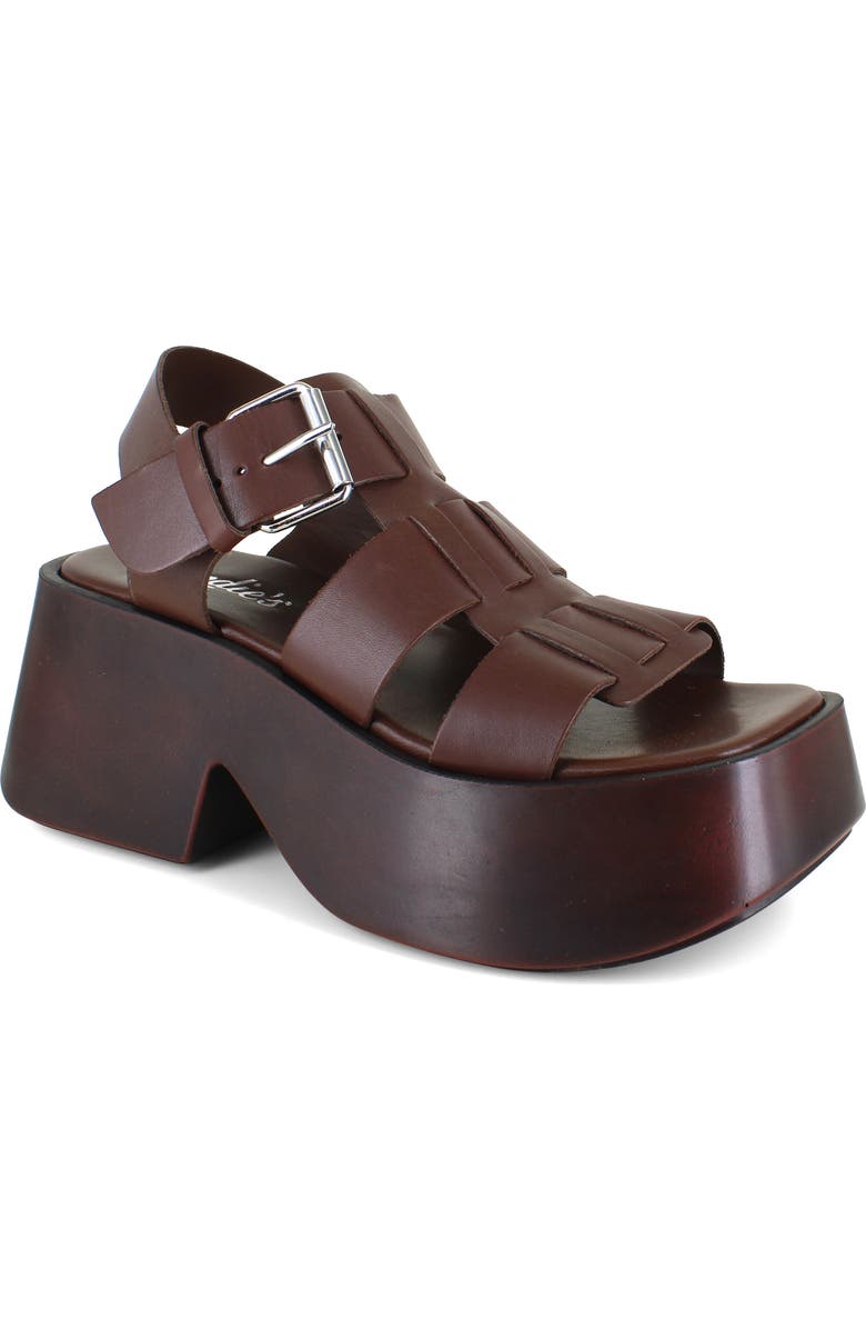 Candie's Laura Platform Sandal, Main, color, Brown Leather