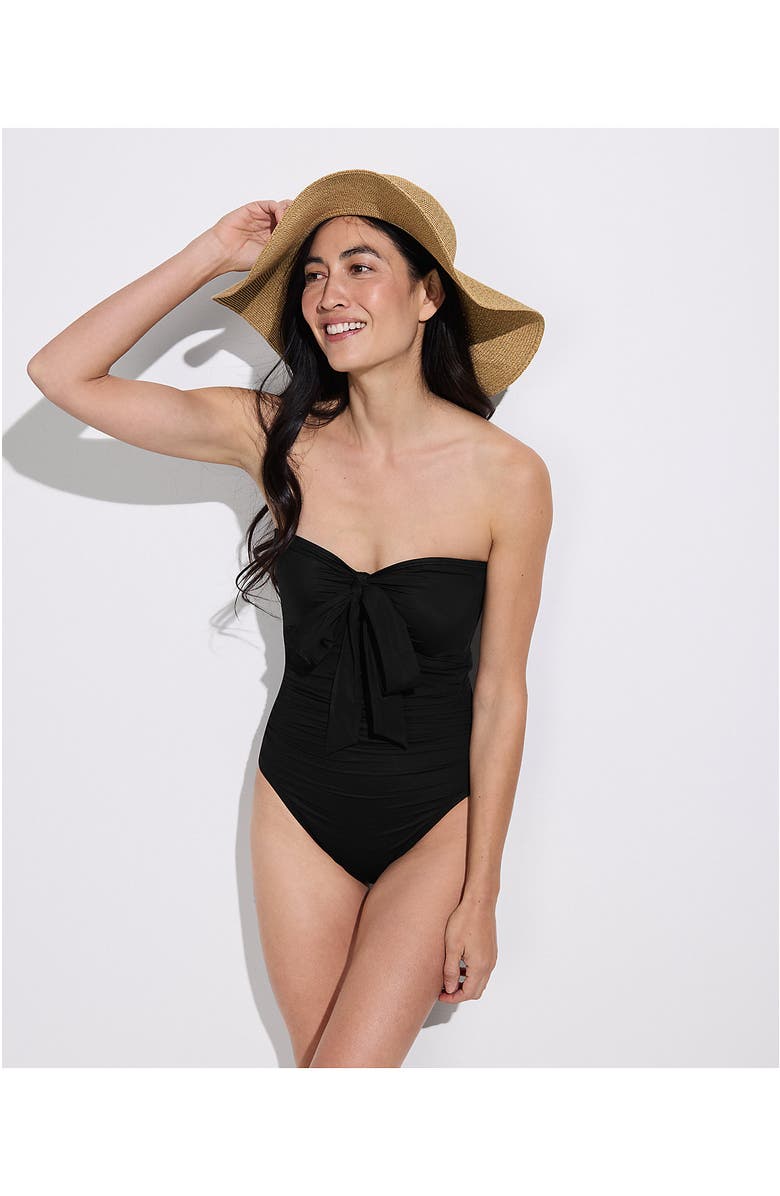 Lands' End Slender Suit Multi-Way Bandeau High Leg One Piece Swimsuit, Alternate, color, Black