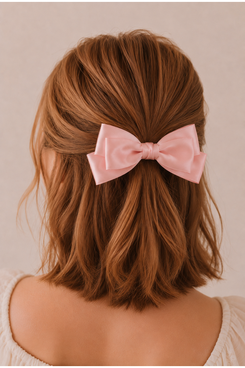 Large Double Bow Clip Set, Alternate, color, Blush Pink & Ivory