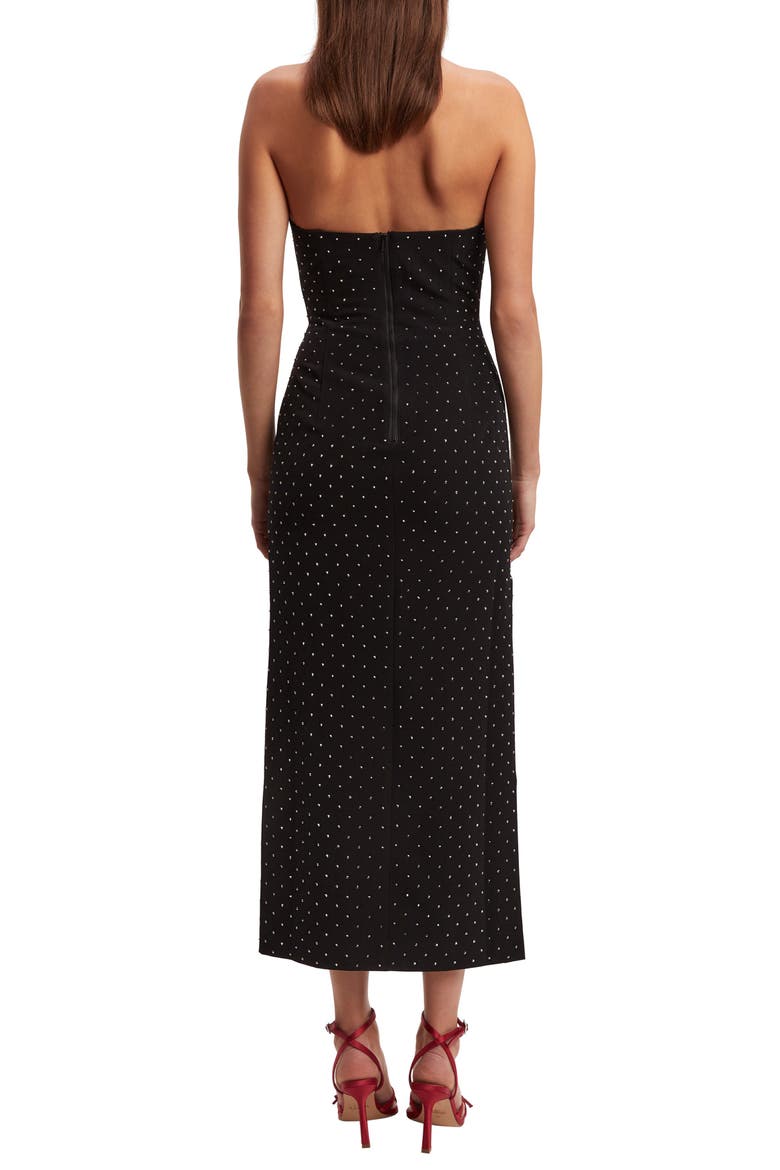 Eleni Studded Strapless Plunge Neck Midi Dress, Alternate, color, BLACK