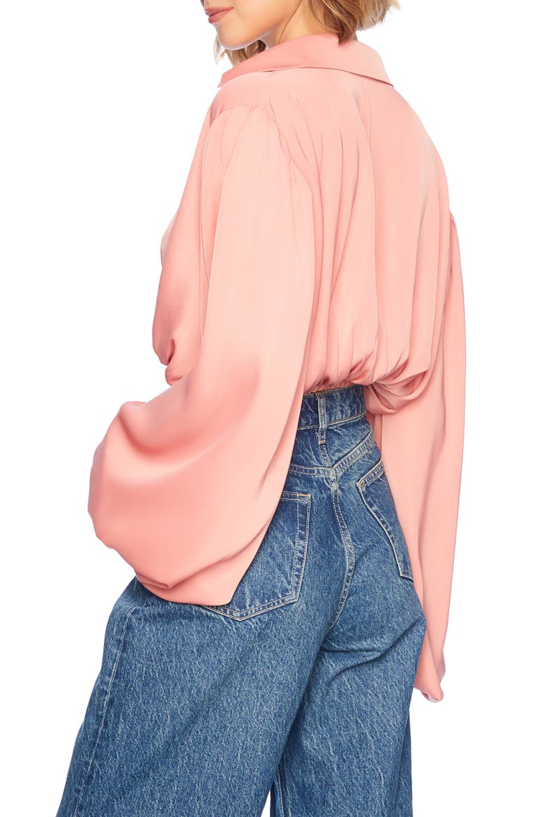 Matte Satin Poet Top, Alternate, color, HAMPTONS