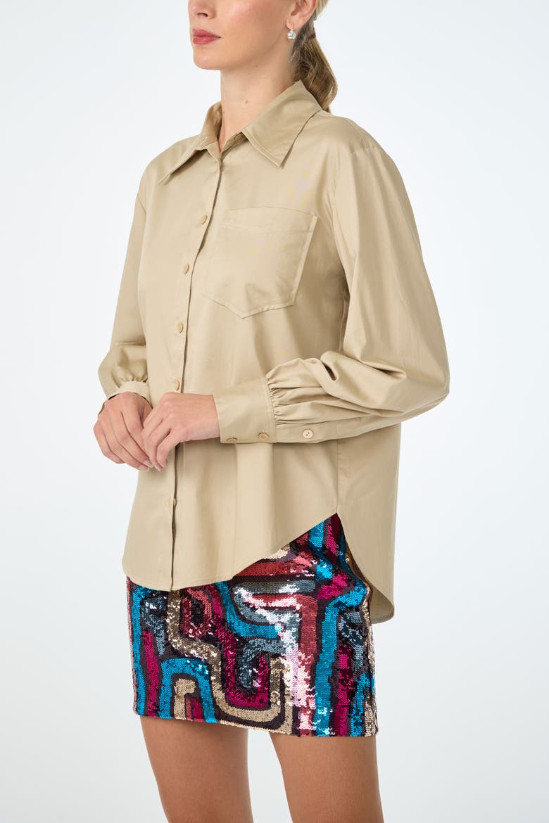 Burle Button-Up Top, Alternate, color, Biarritz Beige