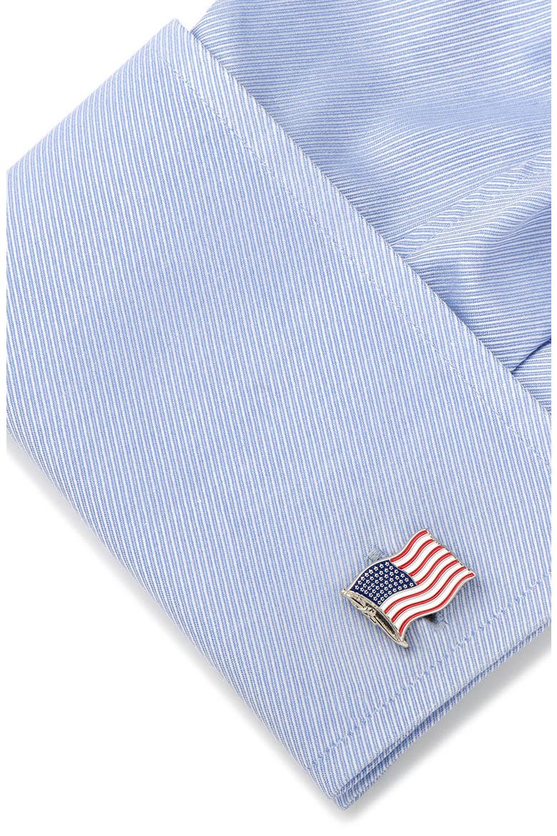 American Flag Cuff Links & Tie Bar Set, Alternate, color, RED