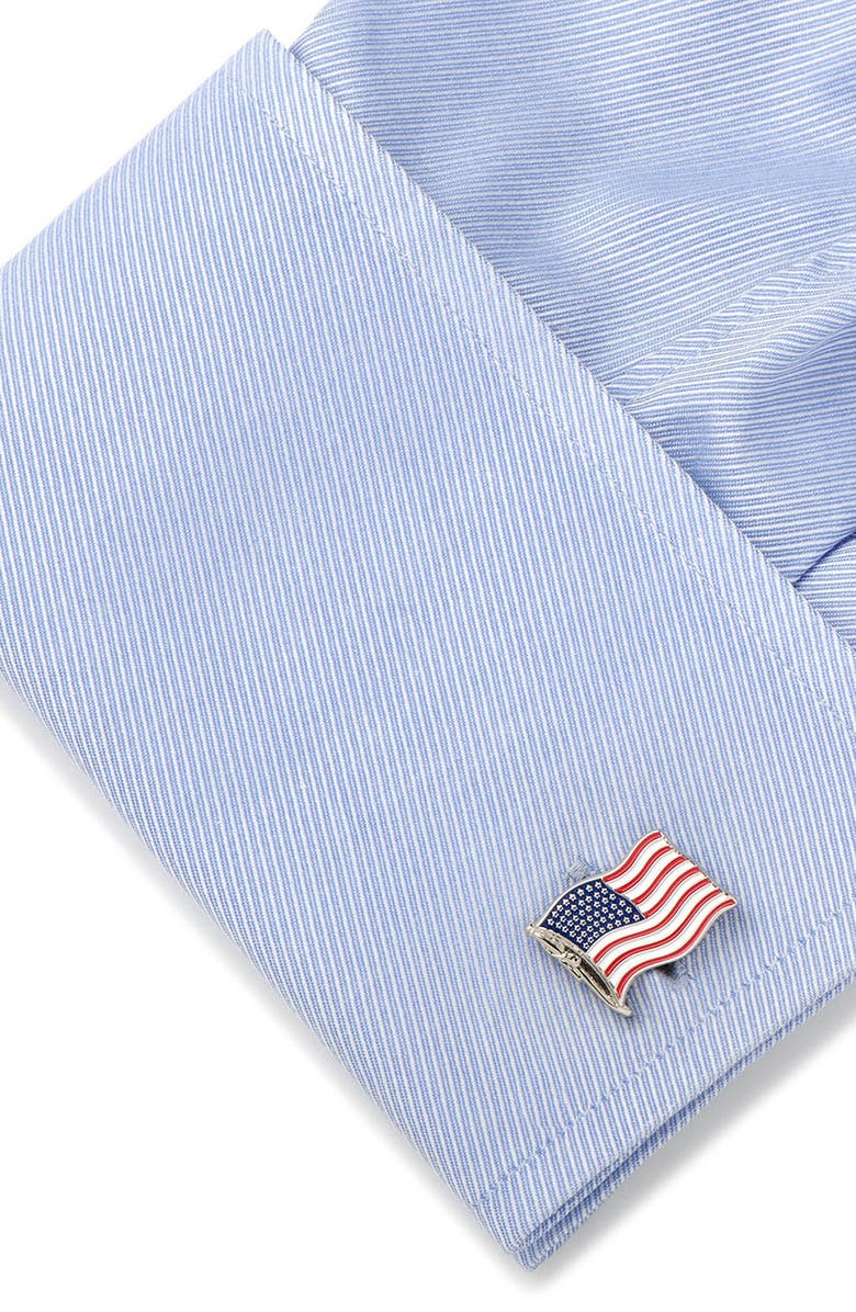 Cufflinks, Inc. American Flag Cuff Links & Tie Bar Set, Alternate, color, Red