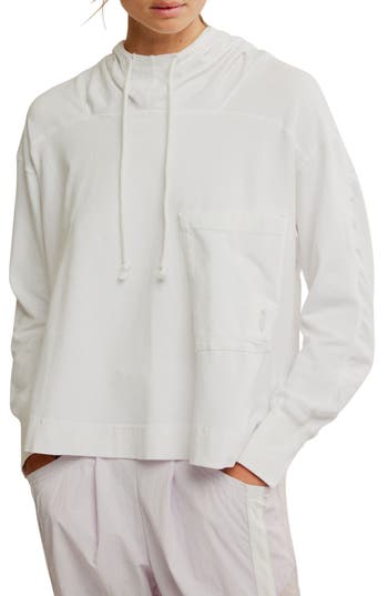 Free People Fp Movement Hot Shot Stretch Cotton Fleece Hoodie In White