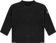 Charlotte & George Mock Neck Knit Top with Crest Embroidery