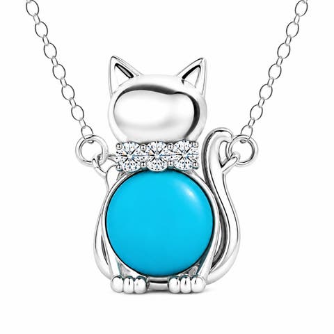 Turquoise Kitty Cat Necklace
