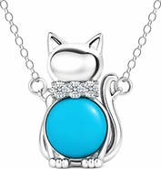 Donatello Gian Turquoise Kitty Cat Necklace