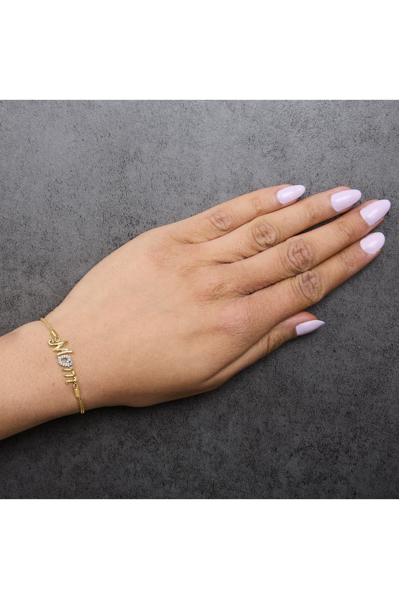 Gold Vermeil Diamond Accent "MOM" Lariat Bolo Bracelet, Alternate, color, Silver