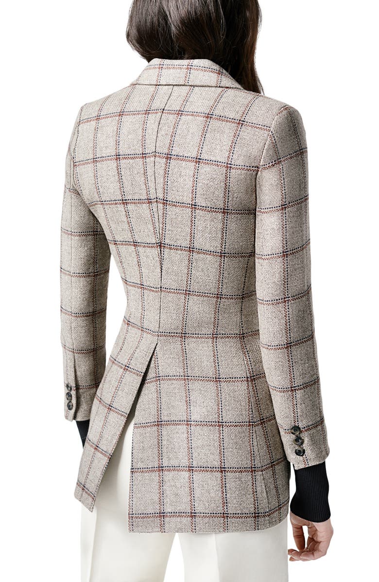 Smythe Windowpane Plaid Rib Cuff Wool & Silk Blend Blazer, Alternate, color,