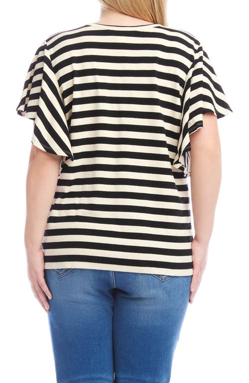 Karen Kane Stripe Flutter Sleeve Stretch Cotton Top