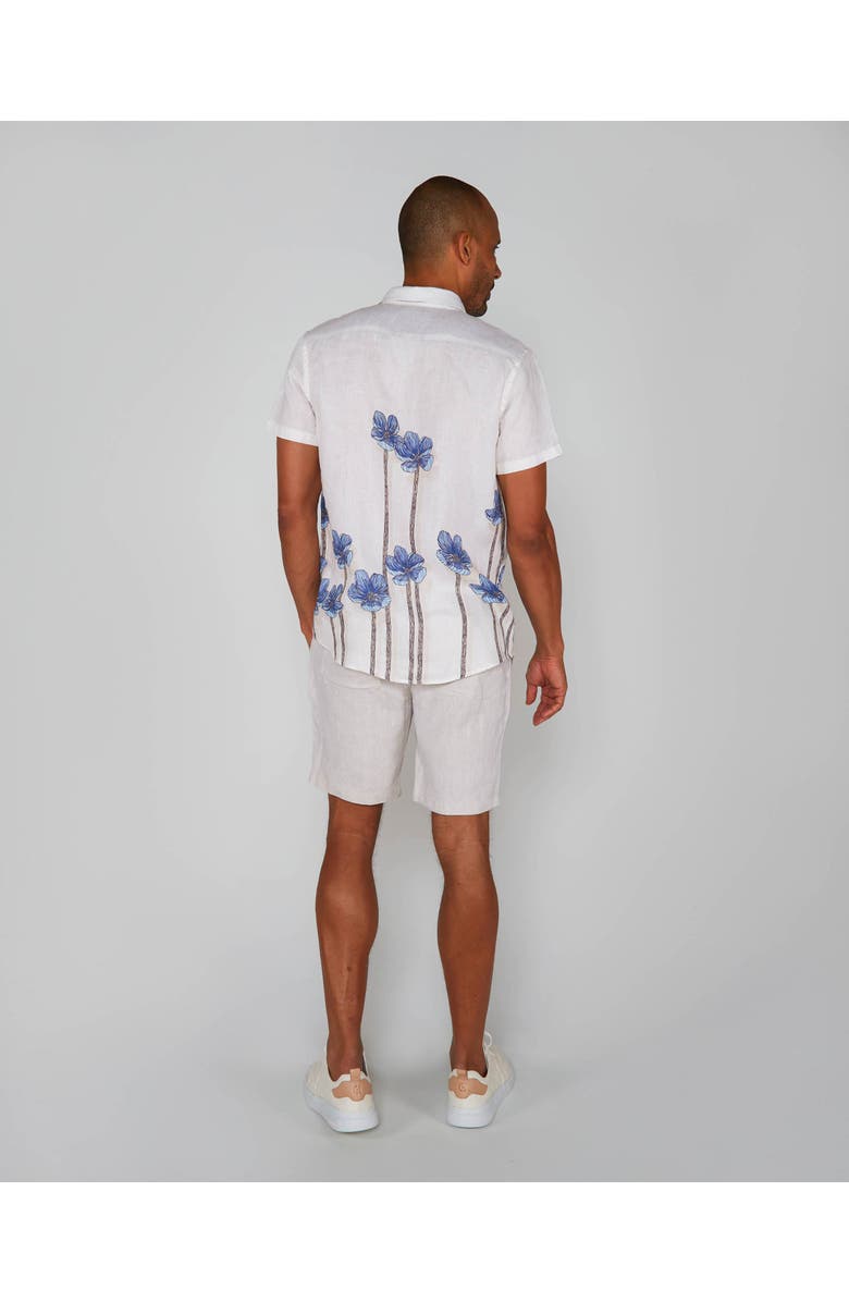 Lords of Harlech Crafty Floral Short Sleeve Fine Linen Shirt, Alternate, color, Crafty Floral Ivory