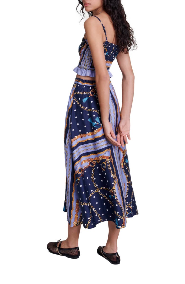 maje Satin-effect patterned short skirt, Alternate, color, 