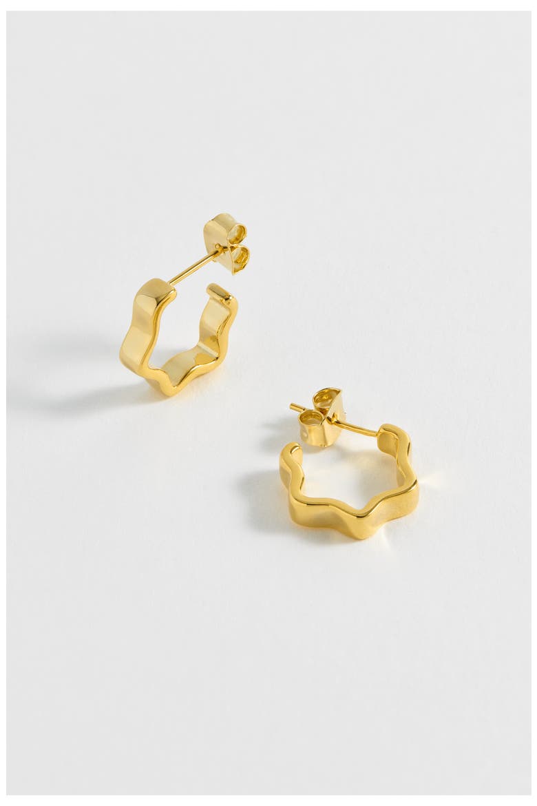 Flat Wave Hoop Earrings, Alternate, color, GOLD