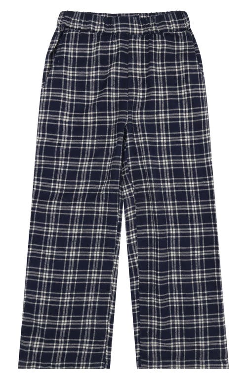 THE NEW Kids' Liam Plaid Cotton Wide Leg Pants in Navy Blazer 