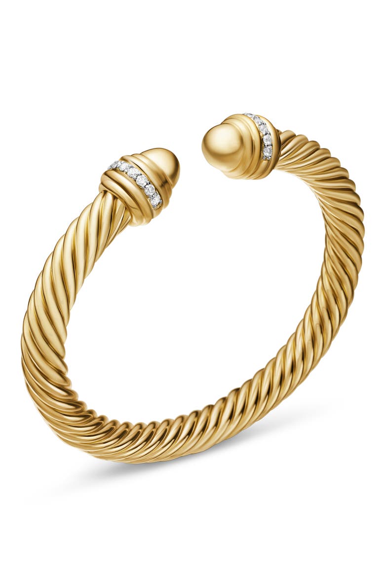 Classic Cablespira® Bracelet in 18K Yellow Gold with Diamonds, 7mm, Alternate, color, YELLOW GOLD/ DIAMOND