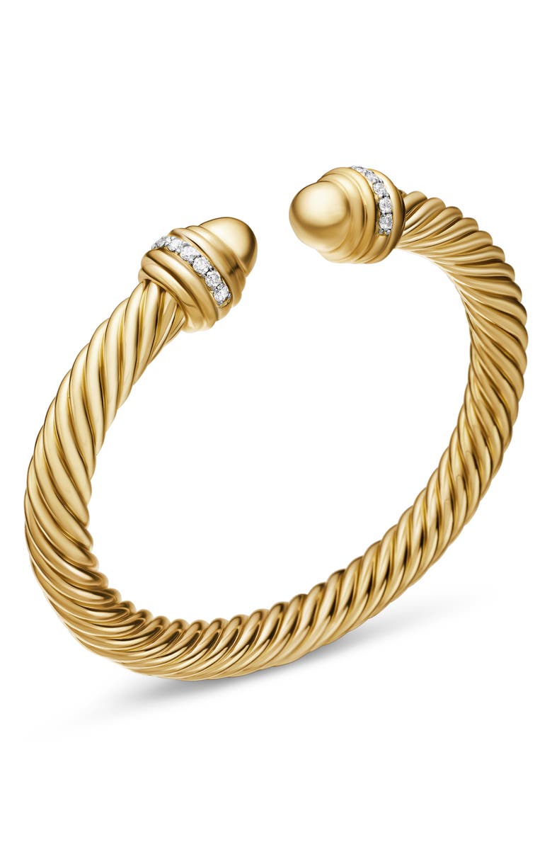 David Yurman Classic Cablespira<sup>®</sup> Bracelet in 18K Yellow Gold with Diamonds, 7mm, Alternate, color, Yellow Gold/ Diamond