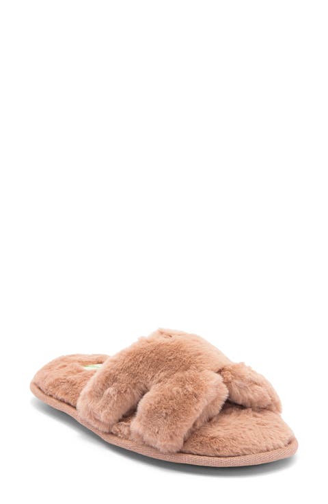 H Band Plush Faux Fur Slipper (Women)