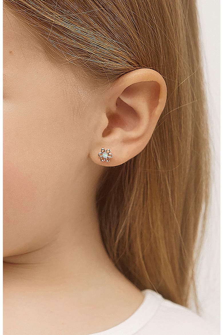 Spring Cubic Zirconia Flower Earrings, Alternate, color, Opal