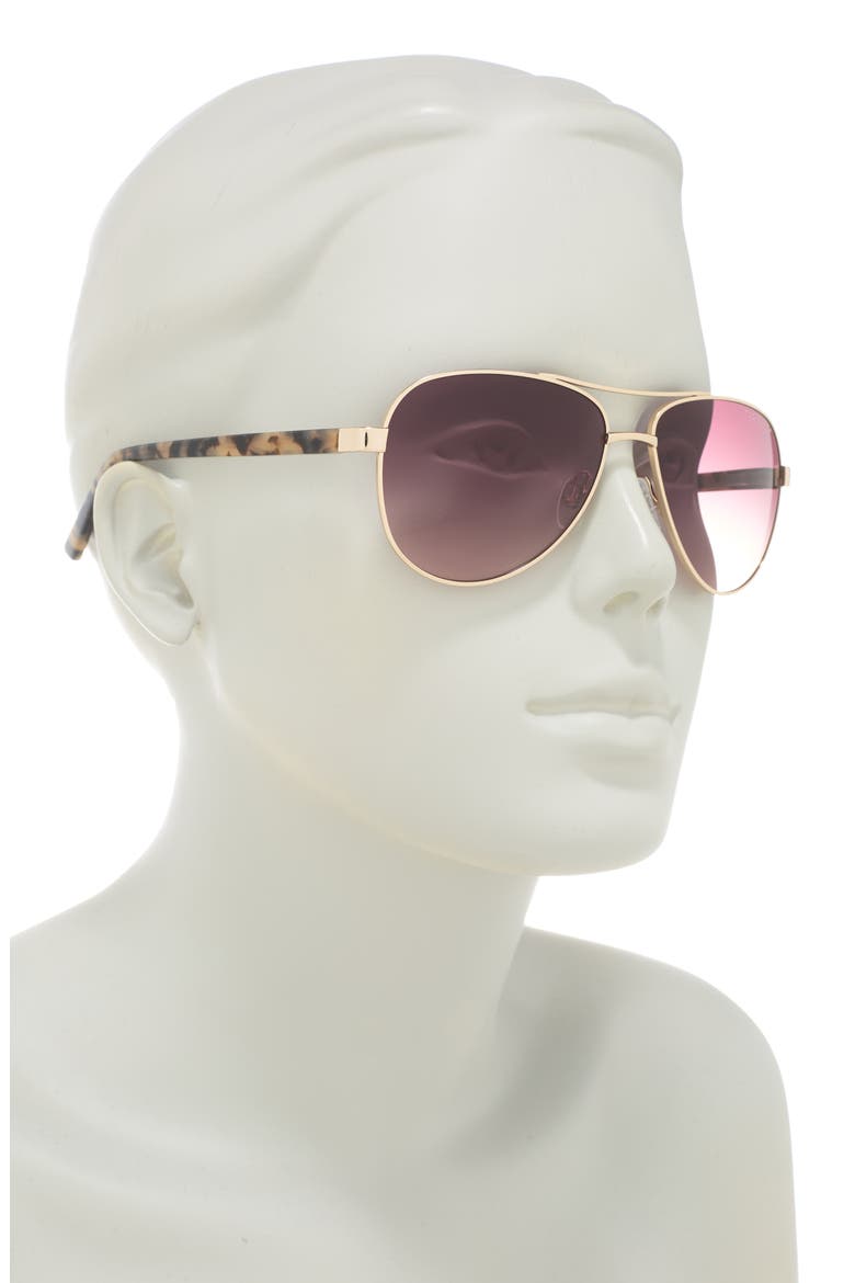 57mm Metal Frame Aviator Sunglasses, Alternate, color, LIGHT GOLD