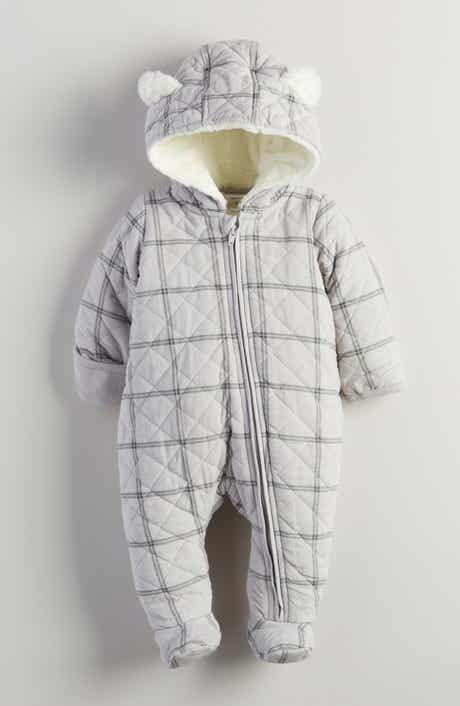 Nordstrom Ear Appliqué Quilted Faux Fur Lined Hooded Bunting