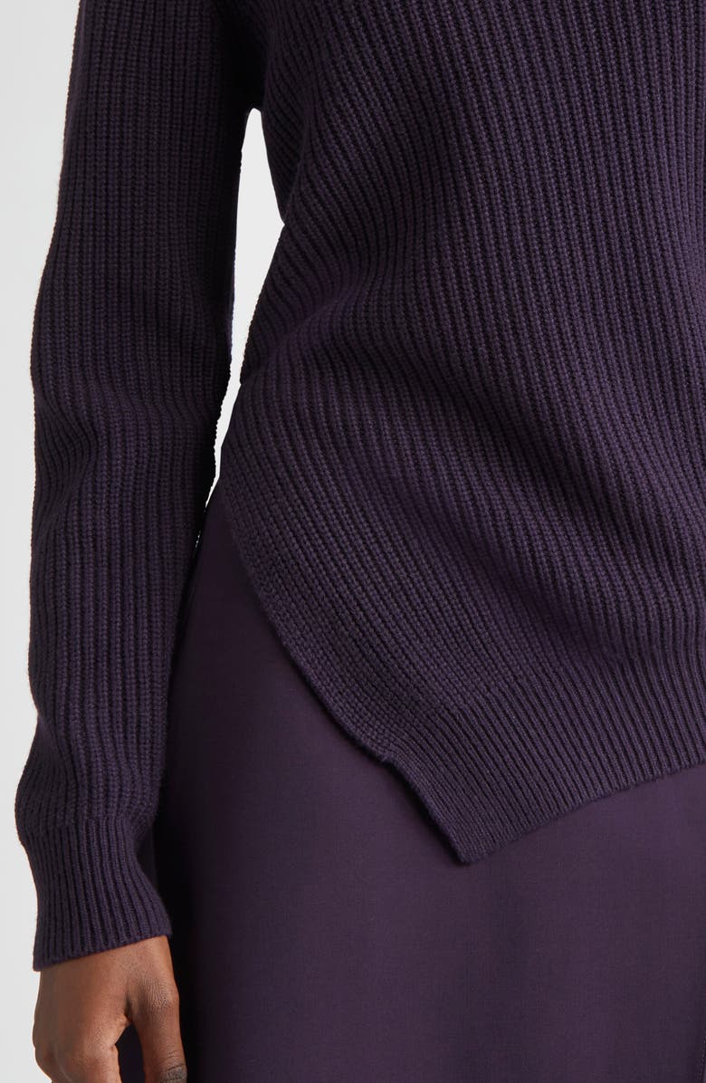 Michael Kors Collection Bias Hem Cashmere Turtleneck Sweater, Alternate, color, Aubergine