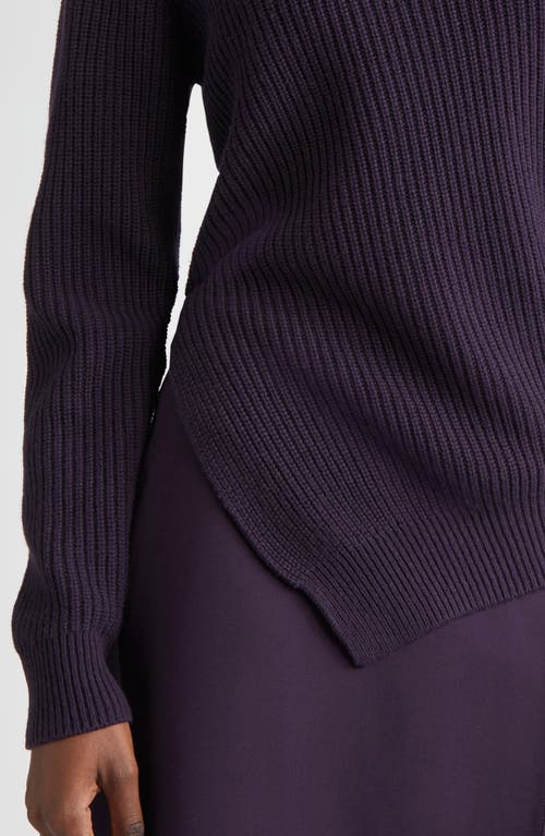 Michael Kors Collection Bias Hem Cashmere Turtleneck Sweater In Purple