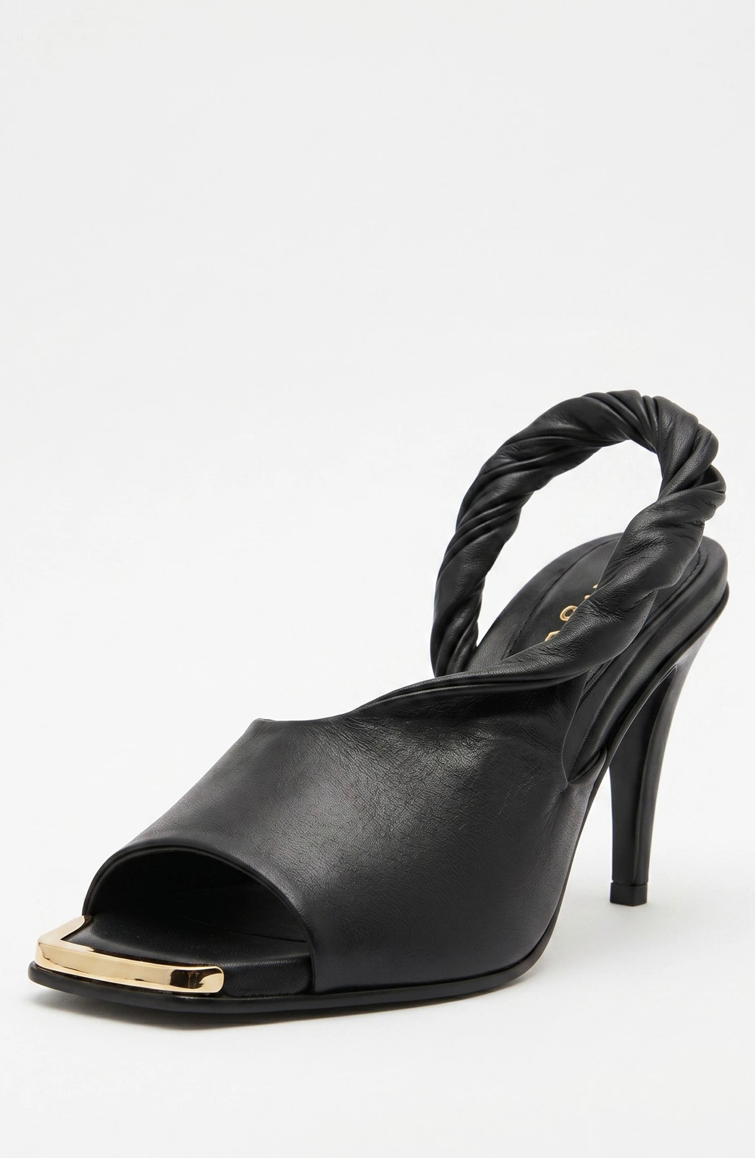 Bróg Orla Twisted Strap Slingback Cone Heel Jet Black, Main, color, Jet Black