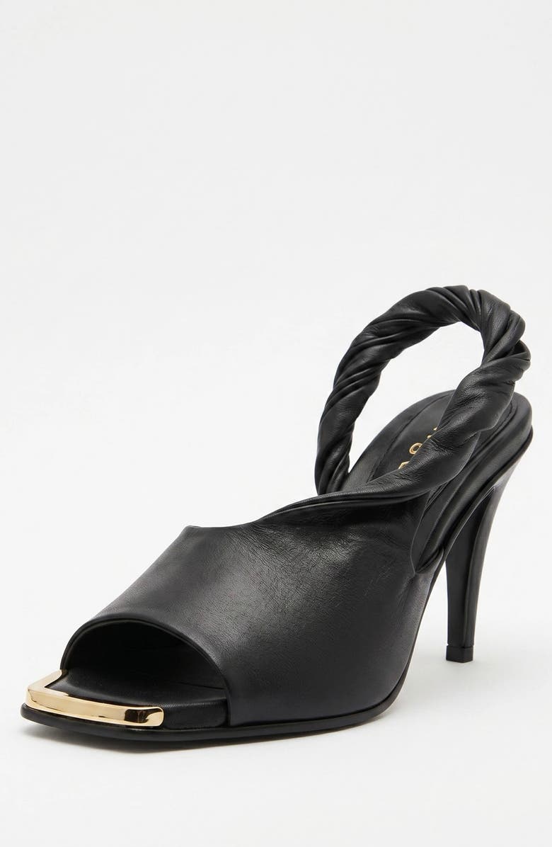 Bróg Orla Twisted Strap Slingback Cone Heel Jet Black, Main, color, Jet Black
