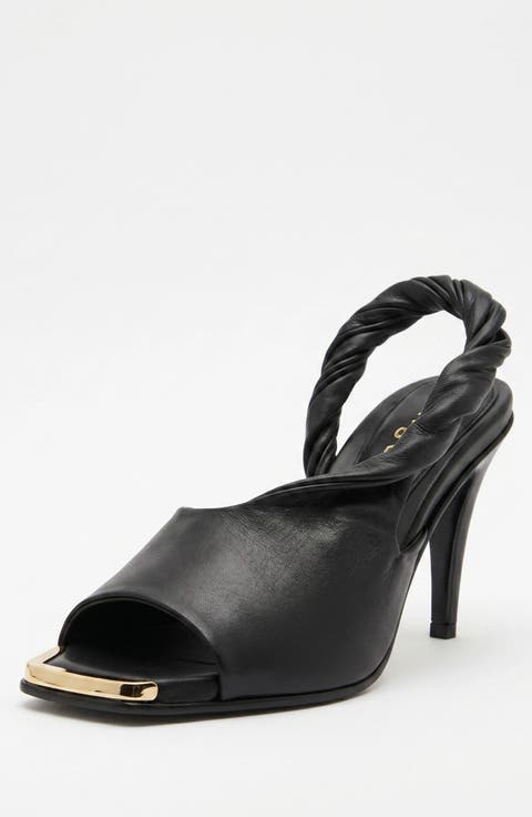 Orla Twisted Strap Slingback Cone Heel Jet Black