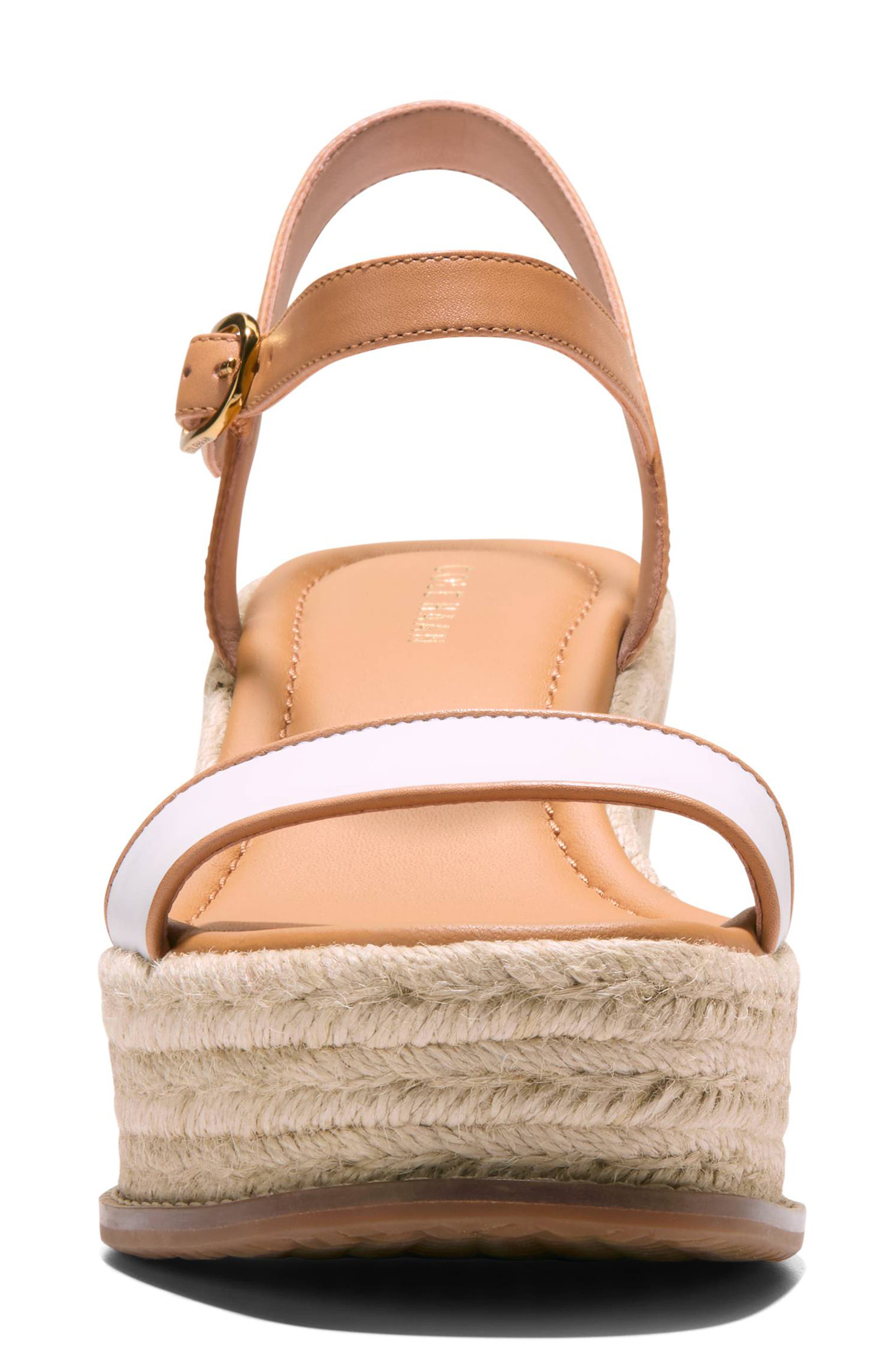Keeton Cloudfeel Espadrille Ankle Strap Platform Wedge Sandal, Alternate, color, WHITE LEATHER/ BISCUIT LEATHER