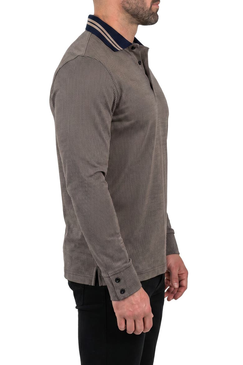 Unknown Long Sleeve Cotton Polo, Alternate, color, BROWN