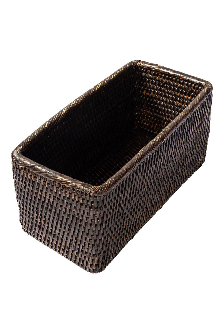 Rectangular Rattan Everything Basket, Main, color, Tudor Black