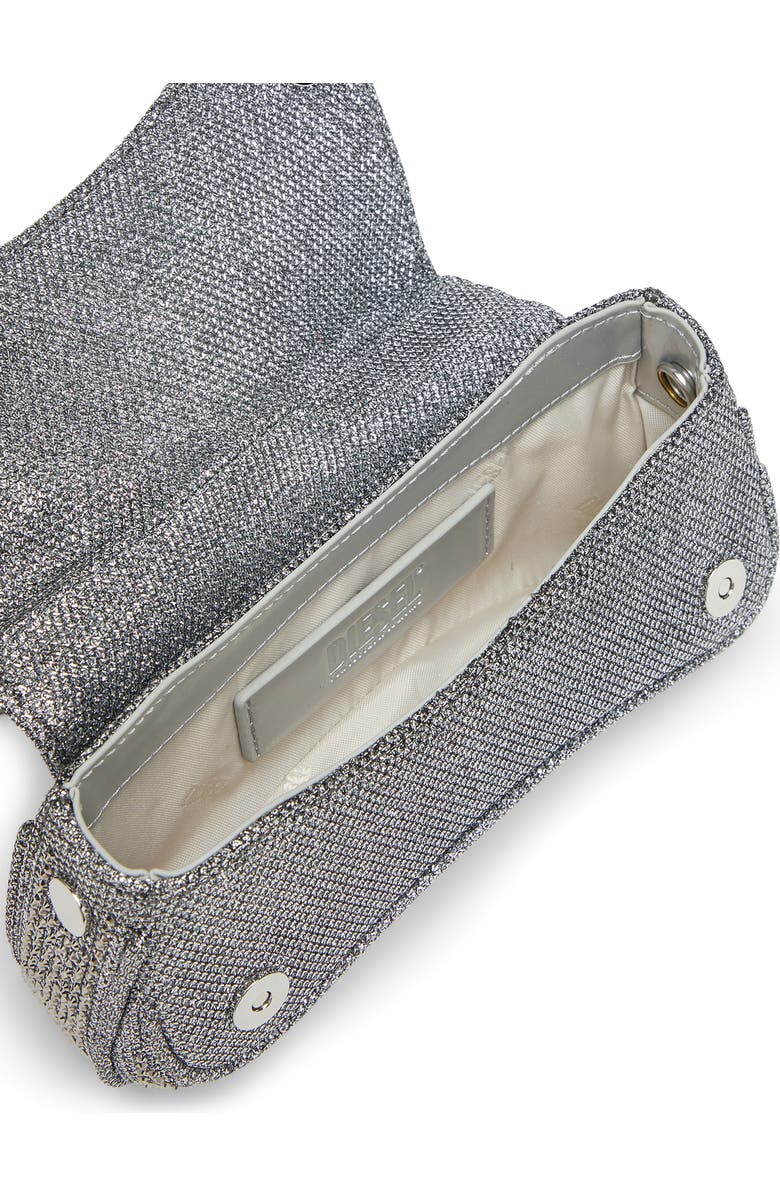 DIESEL<sup>®</sup> Small Play Crystal Embellished Shimmer Mesh Crossbody Bag, Alternate, color, Silver