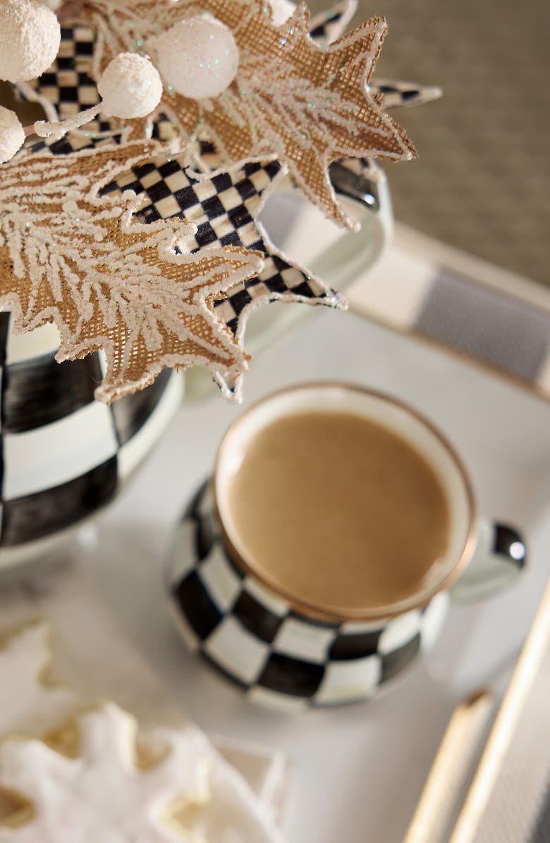 MACKENZIE CHILDS Courtly Check Set of 4 Enameled Steel Mugs, Alternate, color, Black/ White