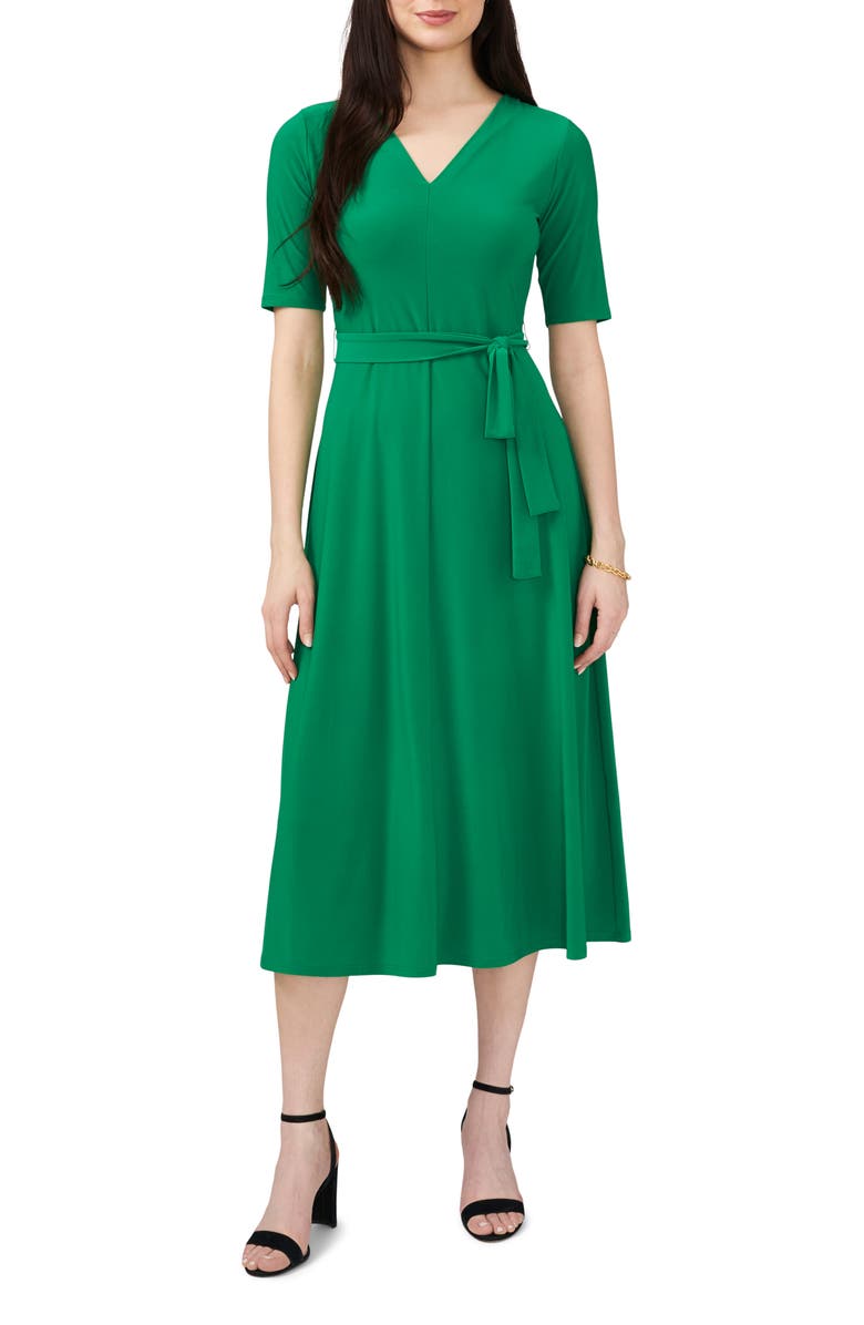 Chaus V-Neck Belted Midi Dress, Main, color, 