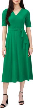 Chaus V-Neck Belted Midi Dress