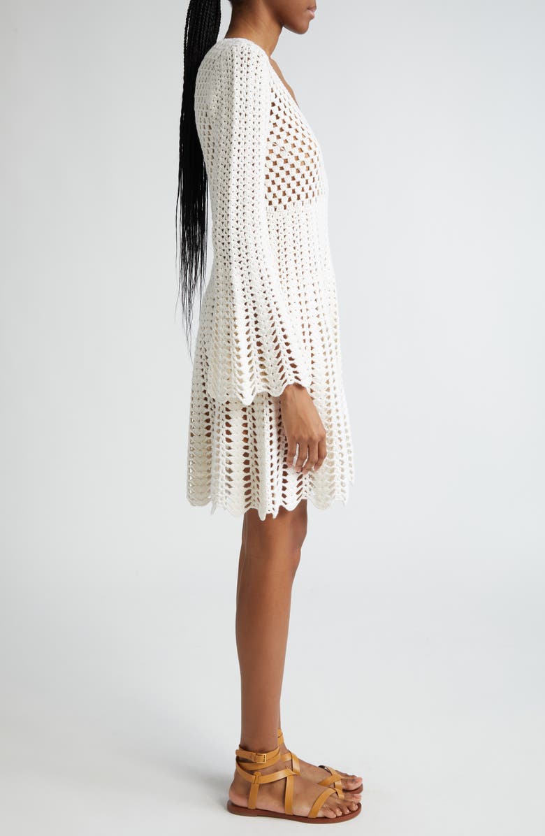 Michael Kors Collection Long Sleeve Cashmere & Cotton Crochet Dress, Alternate, color,