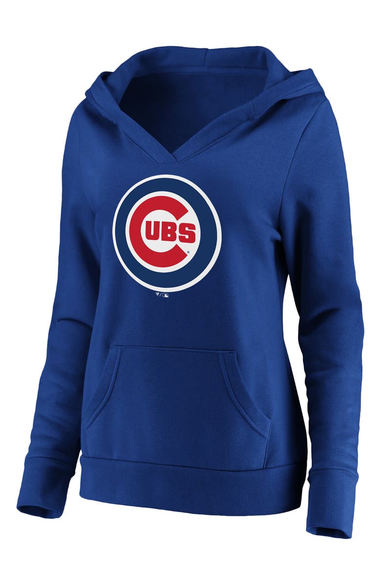 FANATICS Women's Fanatics Branded Royal Chicago Cubs Official Logo Crossover V-Neck Pullover Hoodie, Main, color,