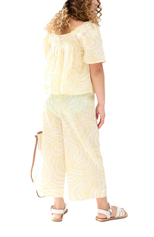Raffya Kids Nia Shirred Neck Zebra Swirl Print Co-ords Set In Yellow