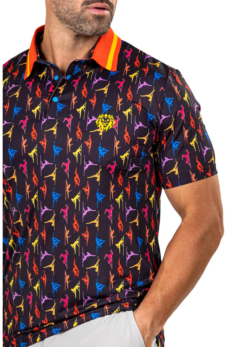 Martyr Print Golf Polo, Alternate, color, BLACK