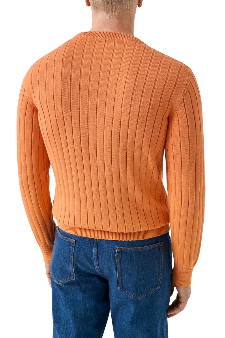 Rib Knit Cotton Crewneck Sweater, Alternate, color, MEDIUM ORANGE