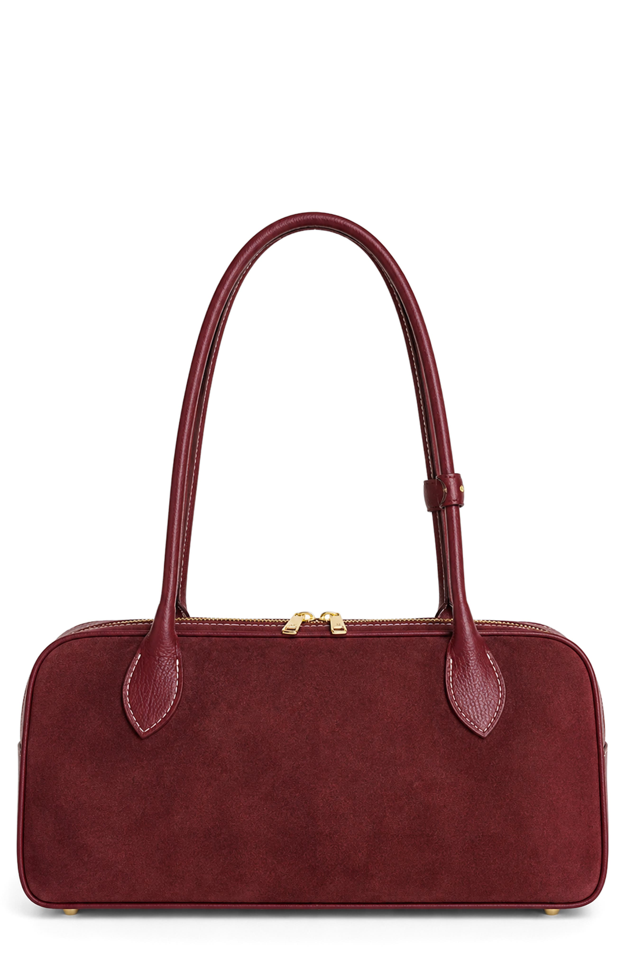Hazel Leather Suede Shoulder Bag, Main, color, RED