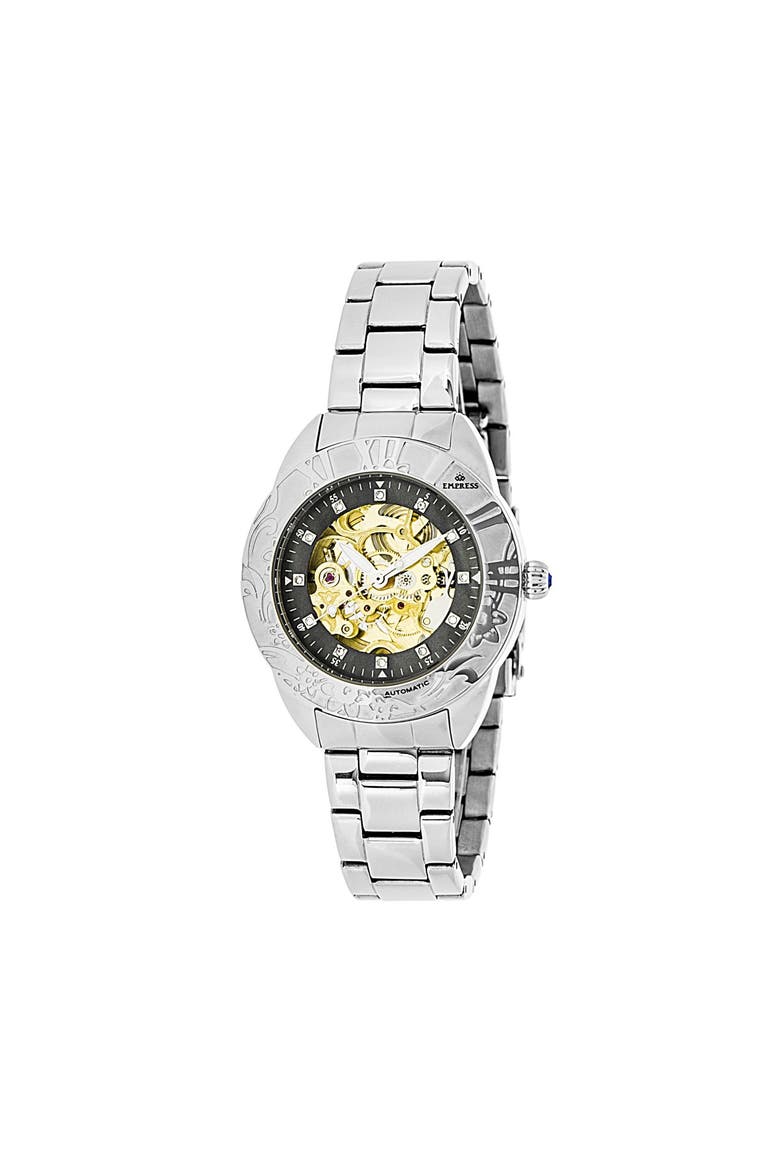 Godiva Automatic MOP Bracelet Watch, Main, color, Black
