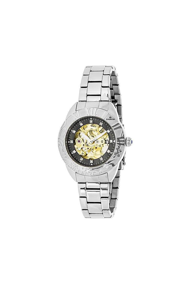 Empress Godiva Automatic MOP Bracelet Watch, Main, color, Black