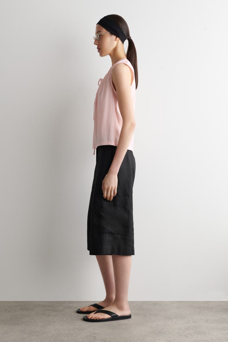 Gathered-neck Jersey Tank Top, Alternate, color, LIGHT PINK
