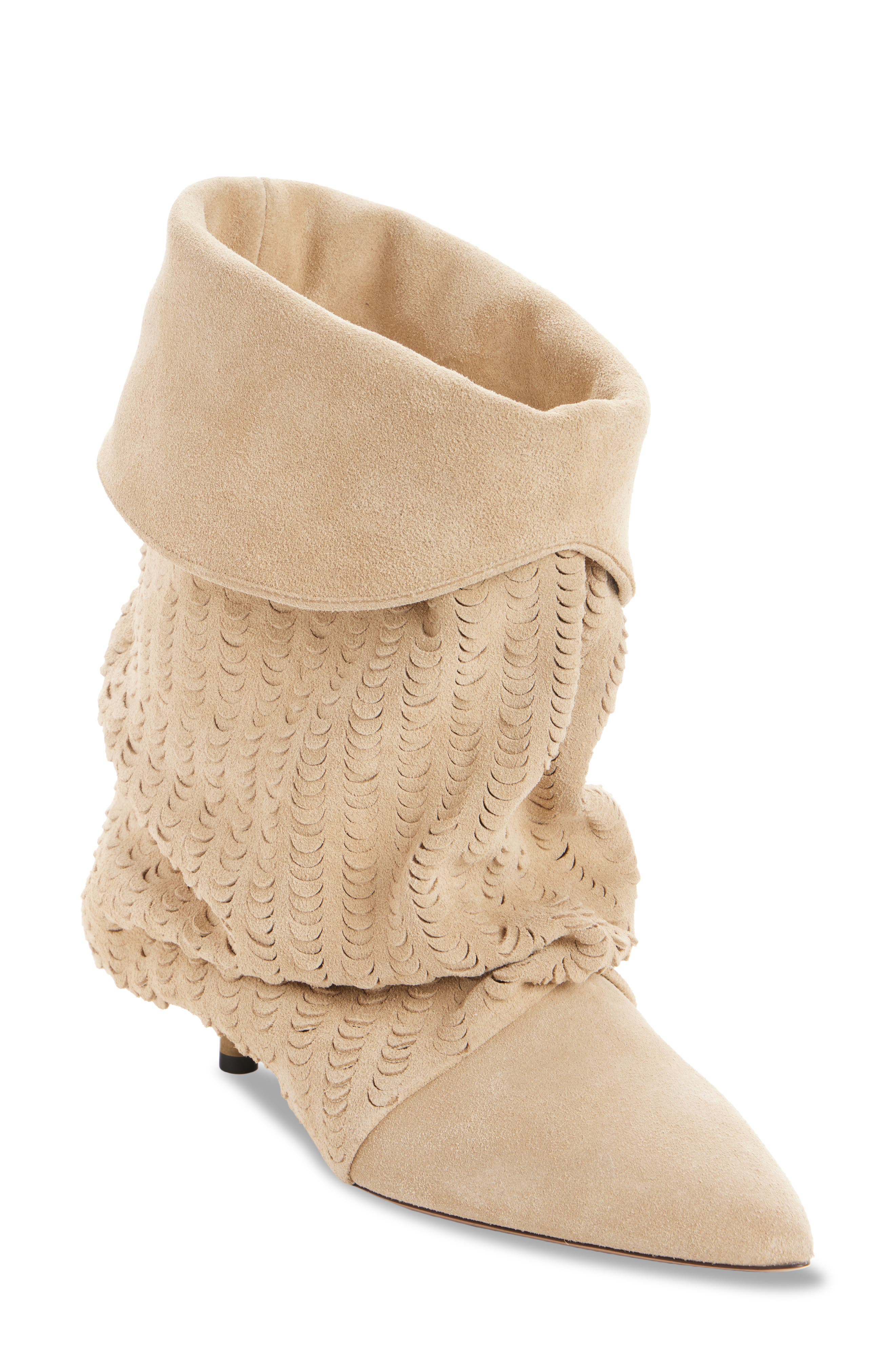 Isabel Marant Edrika Perforated Pointed Toe Bootie, Main, color, Deep Beige