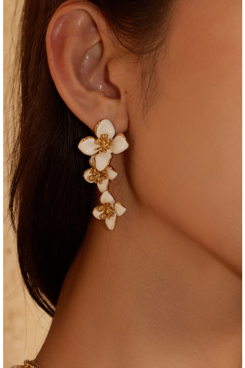 Iris Blossom Earrings, Alternate, color, White & Gold