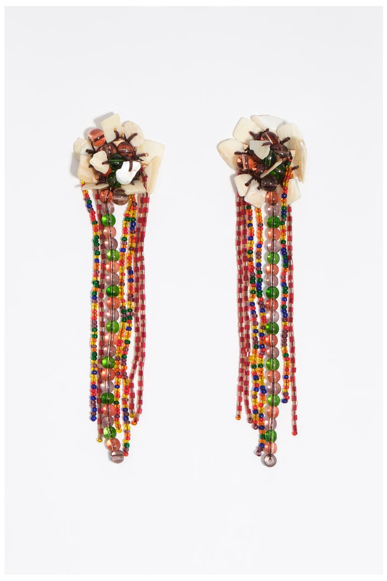 Mother-Of-Pearl Bead Earrings, Main, color, GARNET